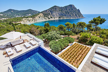 Ibiza modern holiday villa rental with infinity pool and sea view