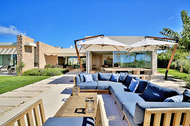 Ibiza modern stone villa rental with private pool near town of Sant Josep