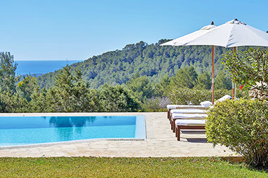 Ibiza luxury holiday villa rental with pool and sea view near Sant Josep
